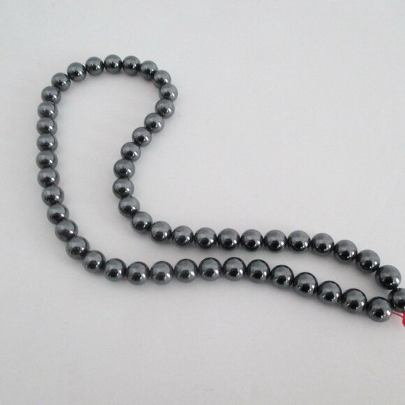 8 mm Hematite Bead Strand 51 Beads New Old Stock 1980s - Picture 3 of 4